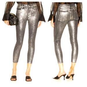 Frame NEW Le High Coated Skinny Crop Jeans in Chrome Noir size 30 NWT